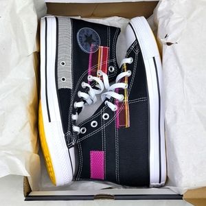 Converse Mens CTAS Hi Hacked Fashion 168745C Black/White size Men 8.5/Wom 10.5